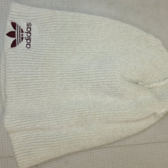 Adidas Unisex Trefoil Logo Knit Cuffed Beanie Cream Knit Cap Acrylic Hat OS - Picture 2 of 7